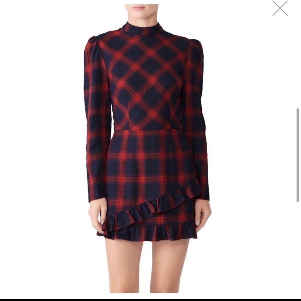 Plaid Long Sleeve Mini Ruffle Dress - Picture 5 of 6